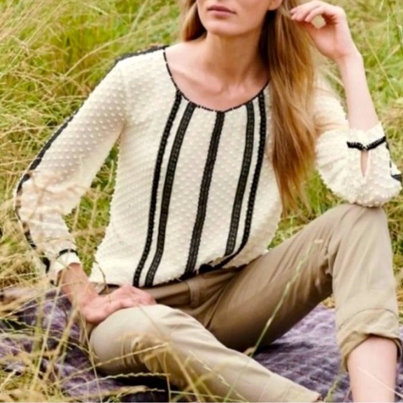 J. Crew - Swiss Dot Chiffon Black Lace Blouse, size 00 - Picture 2 of 11